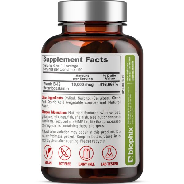 Frasco biophix Metil B12 potencia extra 10000 mcg sabor cereza