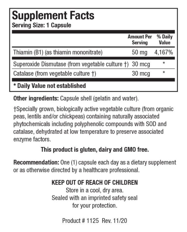 Frasco Biotics Research vitamina b1 tiamina salud cerebral