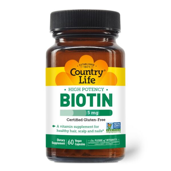 Frasco Biotina 5 mg Country Life cápsulas veganas