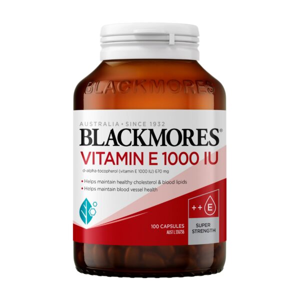 Frasco Blackmores Vitamina E Natural 1000 UI 100 cápsulas color claro