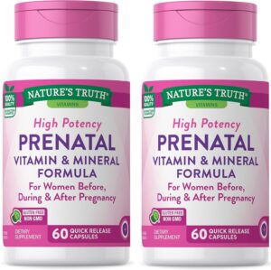 Frasco blanco vitaminas prenatales Nature's Truth 60 cápsulas
