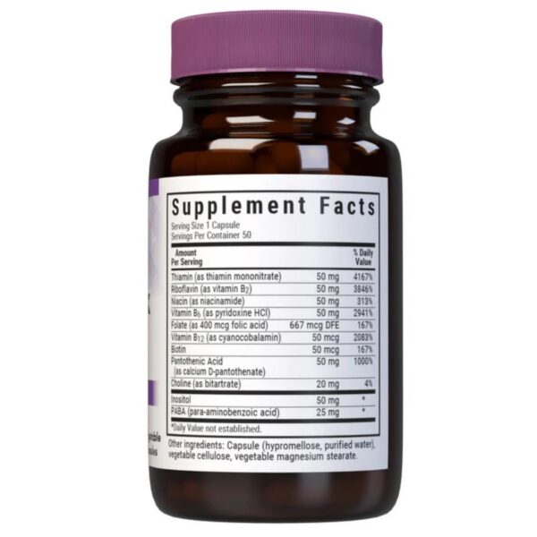 Frasco Bluebonnet complejo b 50 cápsulas vegetales 100 unidades