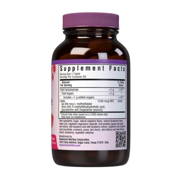 Frasco Bluebonnet EarthSweet Metilfolato 800mcg 90 tabletas