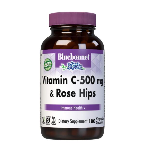 Frasco BlueBonnet vitamina c 500 mg cápsulas vegetales