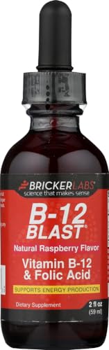Frasco Bricker Labs B-12 Blast líquido con sabor a frambuesa