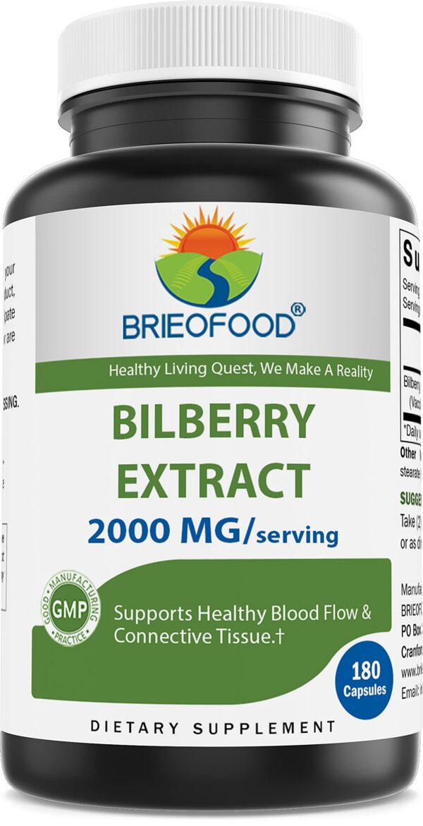 Frasco Brieofood con cápsulas de extracto de arándano 2000mg