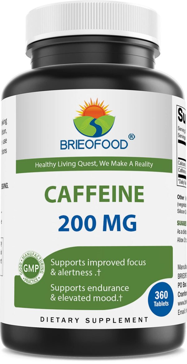 Version 1.0.0 Frasco Brieofood de tabletas de cafeína 200mg 360 unidades