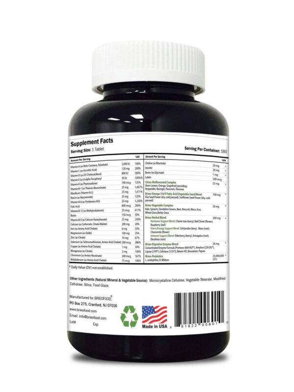 Frasco Briofood multivitamínico para mujeres 180 tabletas