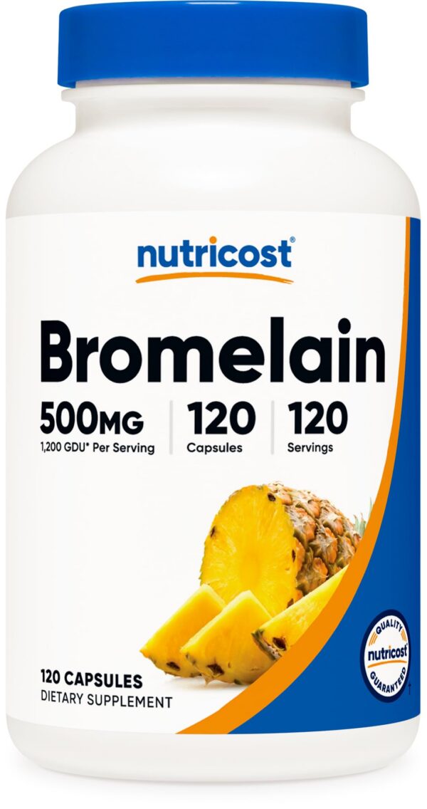 Frasco de Bromelina Nutricost 500mg 120 cápsulas vegetales