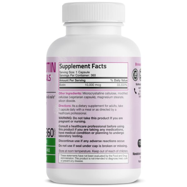 Frasco Bronson suplemento biotina para cabello piel y uñas