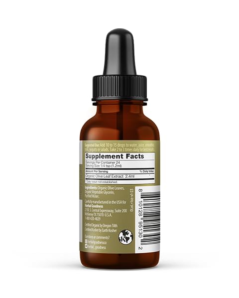 Frasco y caja extracto hoja de olivo Herbal Goodness