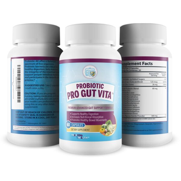 Frasco y caja Probiotic Pro Gut Vita para microbioma saludable