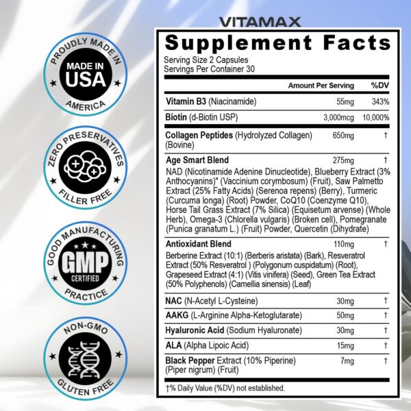 Etiqueta frontal de Vitamax 21-en-1