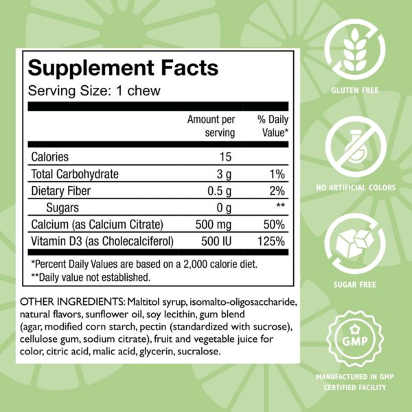 Frasco de masticables calcio citrato