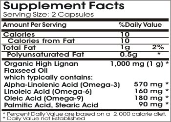 Frasco cápsulas aceite linaza orgánico alto en lignanos 1000mg