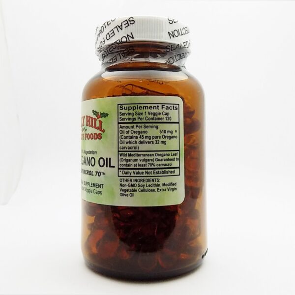 Frasco cápsulas aceite orégano natural Holly Hill Health Foods
