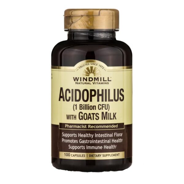 Frasco de capsulas Acidófilo con leche de cabra Windmill 100