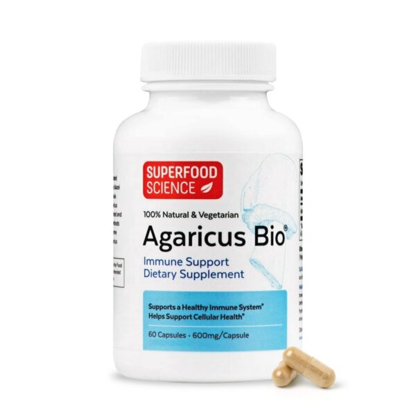 Frasco cápsulas Agaricus Bio 600mg 60 unidades