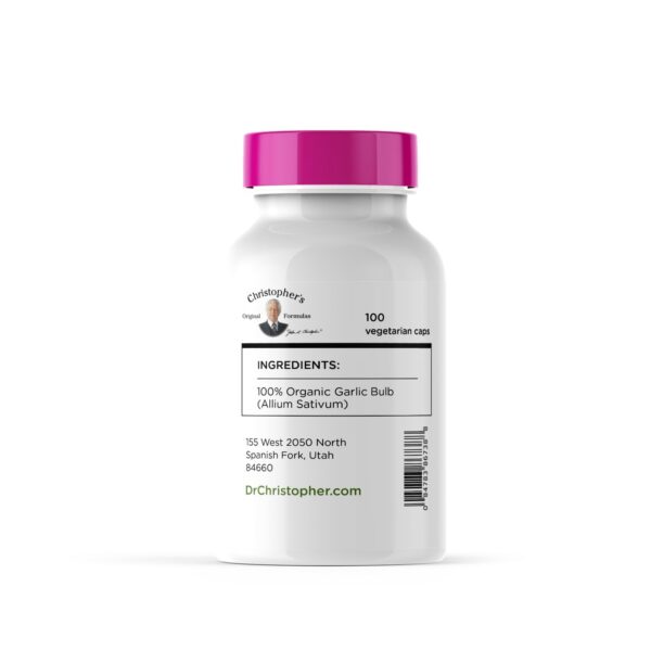 Frasco de cápsulas ajo natural sin aditivos Dr. Christopher's