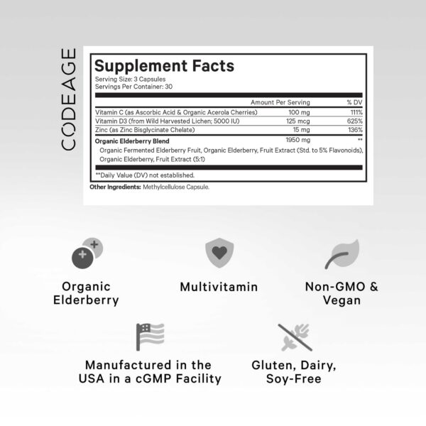 Version 1.0.0 Frasco de cápsulas antioxidantes de saúco Codeage