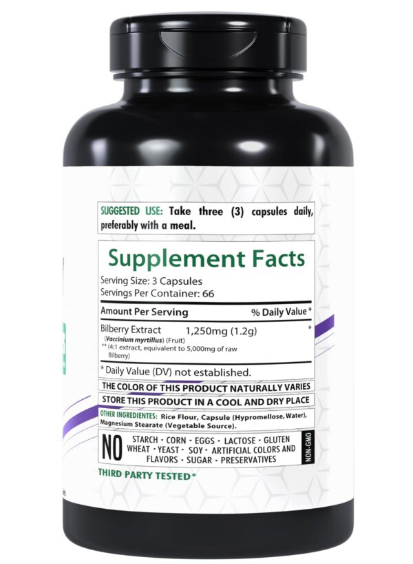 Frasco de cápsulas de arándano fuerza extra sin gluten