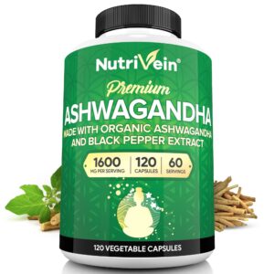 Version 1.0.0 Frasco de cápsulas Ashwagandha Nutrivein 1600mg con pimienta negra