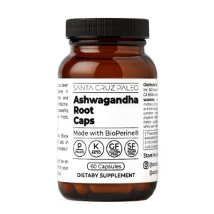 Frasco cápsulas Ashwagandha Santa Cruz Paleo 600 mg