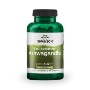 Frasco cápsulas de Ashwagandha Swanson para bienestar natural