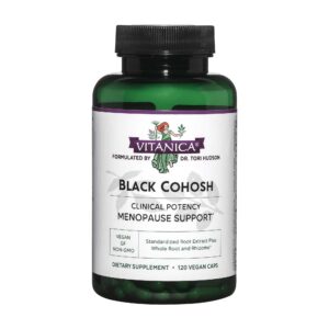 Frasco de cápsulas Black Cohosh Vitanica vegano 120 unidades