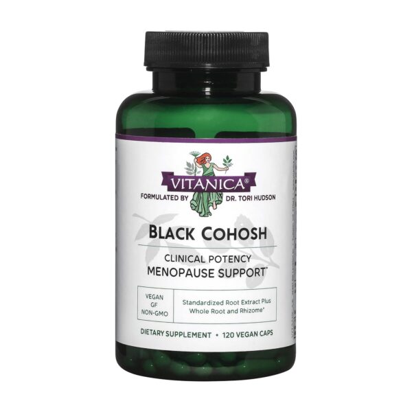 Frasco de cápsulas Black Cohosh Vitanica vegano 120 unidades