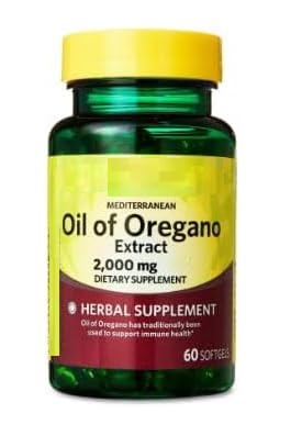 Frasco rojo de cápsulas blandas de aceite de orégano SEDLAV