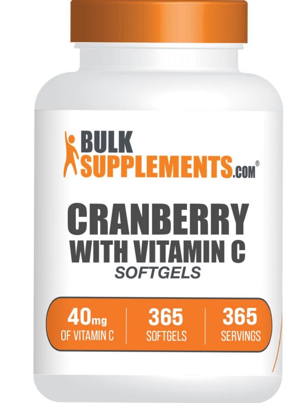 Frasco de cápsulas blandas arándano y vitamina C BulkSupplements