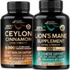 Frasco de cápsulas de canela de Ceilán y melena de león Nutraharmony