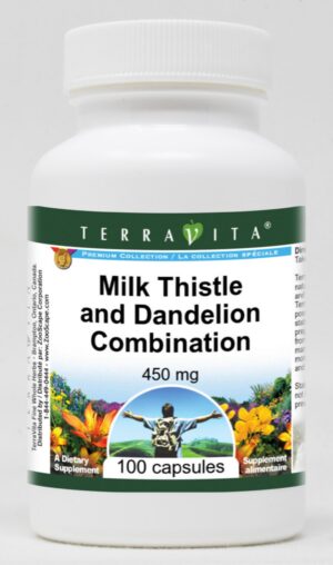 Frasco de cápsulas Cardo Mariano y Diente de León TerraVita 100 u