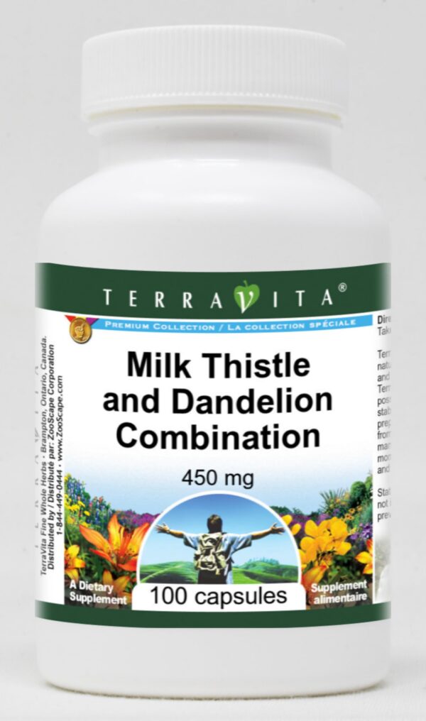 Frasco de cápsulas Cardo Mariano y Diente de León TerraVita 100 u