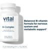 Frasco cápsulas complejo b metilado vital nutrients etiqueta