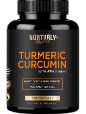 Frasco de cápsulas cúrcuma curcumina BioPerine 120 unidades