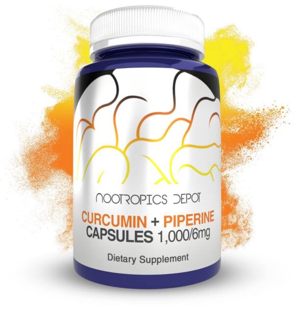 Frasco cápsulas cúrcuma y piperina Nootropics Depot 180