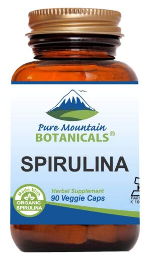 Version 1.0.0 Frasco de cápsulas de espirulina orgánica Pure Mountain Botanicals