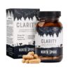 Frasco de cápsulas extracto hongos orgánicos Clarity North Spore