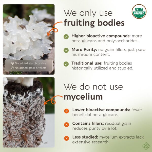 Frasco cápsulas extracto Tremella para bienestar general salud