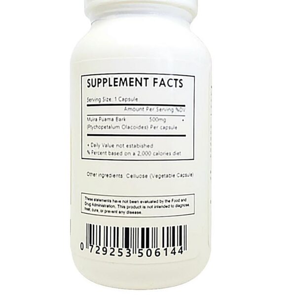 Frasco cápsulas genéricas Muira Puama 60 unidades