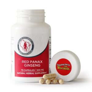 Frasco de cápsulas ginseng rojo coreano Panax Dairyland 75 ct