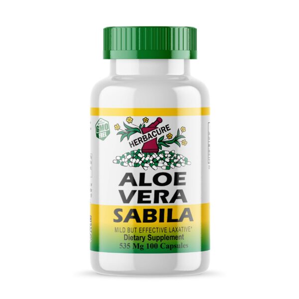 Frasco de cápsulas Herbacure Aloe Vera 100 unidades