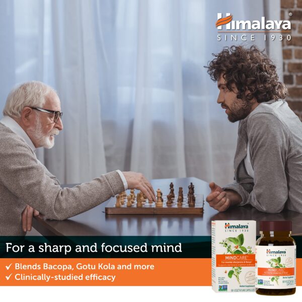 Frasco de cápsulas Himalaya MindCare para concentración mental