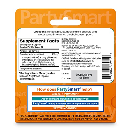 Frasco de cápsulas Himalaya PartySmart para la resaca