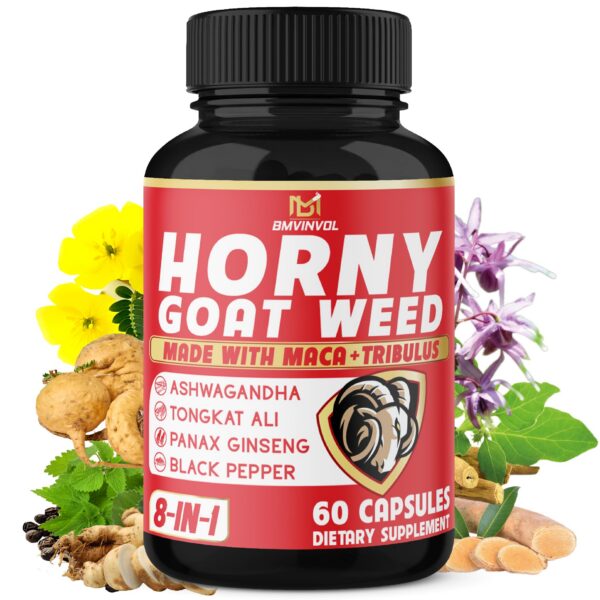 Frasco cápsulas horny goat weed tribulus ginseng BMVINVOL