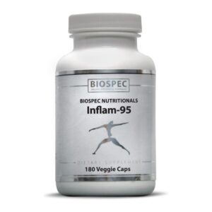 Frasco cápsulas Inflam-95 extracto jengibre y cúrcuma Biospec Nutricionales