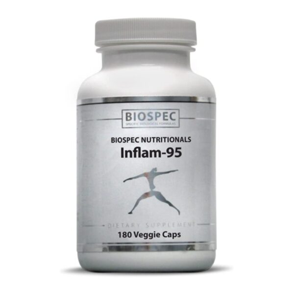 Frasco cápsulas Inflam-95 extracto jengibre y cúrcuma Biospec Nutricionales