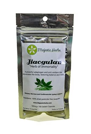 Frasco de cápsulas Jiaogulan orgánico Majestic Herbs 100 unidades